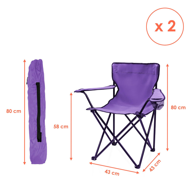 Laden Sie das Bild in Galerie -Viewer, Campingstoelen Opvouwbaar 2 Stuks met Bekerhouder tot 100 kg – Vouwstoel – Kampeerstoel
