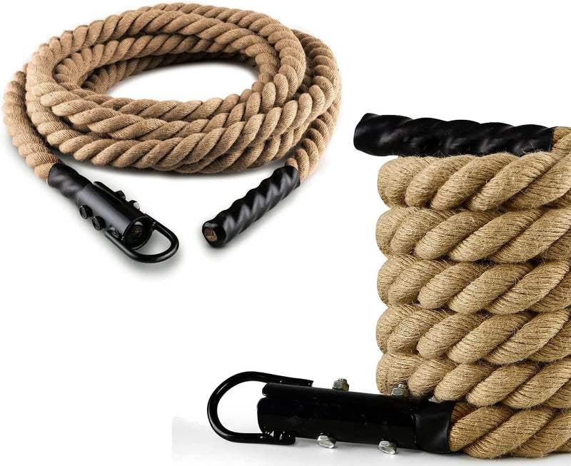 Laden Sie das Bild in Galerie -Viewer, Klimtouw 38 mm van hennep – 4/5/6 m – fitnesstouw voor krachttraining, crosstraining en spiertraining – tot 220 kg
