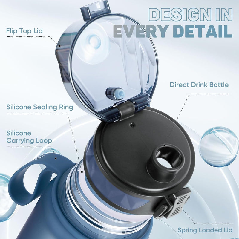 Laden Sie das Bild in Galerie -Viewer, Drinkfles 1 liter BPA-vrij met antislip grip en lekvrije sluiting – waterfles – sportfles
