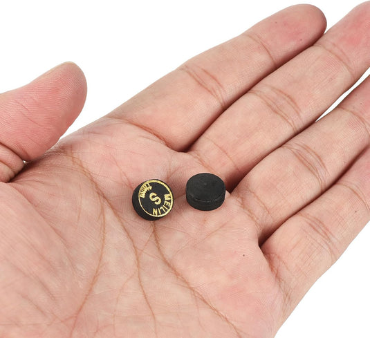 Biljart keu tips 2 stuks 11 mm van gelaagd leer zwart – zachte pomeransen – biljart accessoires