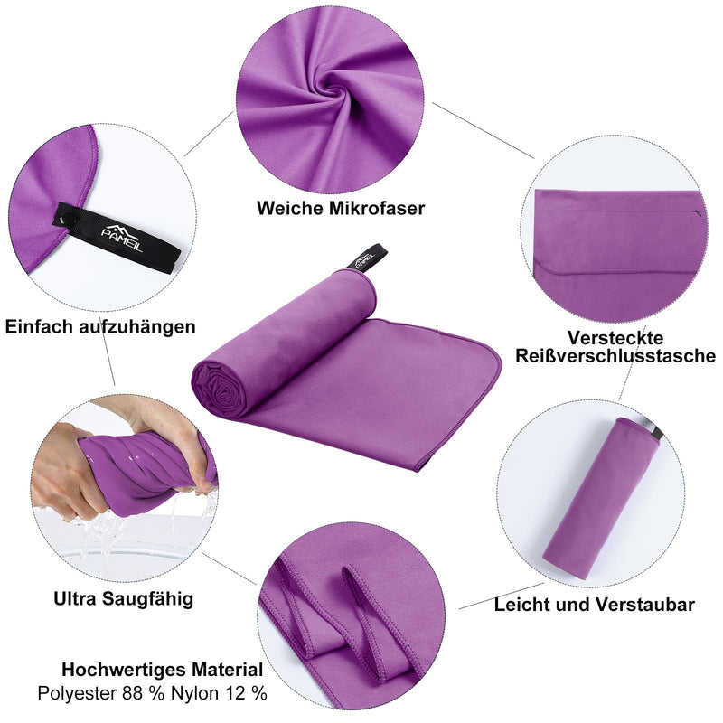 Laden Sie das Bild in Galerie -Viewer, Fitnesshanddoek Microvezel 120x50 cm Sneldrogend met Ritsvak – Sporthanddoek – Reishanddoek
