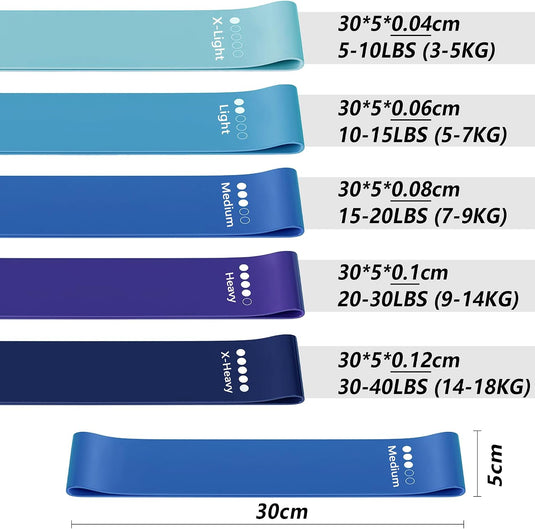 Resistance Band Set Van 5, Natuurlijk latex Weerstandsbanden, Resistance Band Set Met Oefeninstructies En Draagtas, Gymnastiekband Voor Yoga, Pilates, Fitness, thuis trainen, stretchen