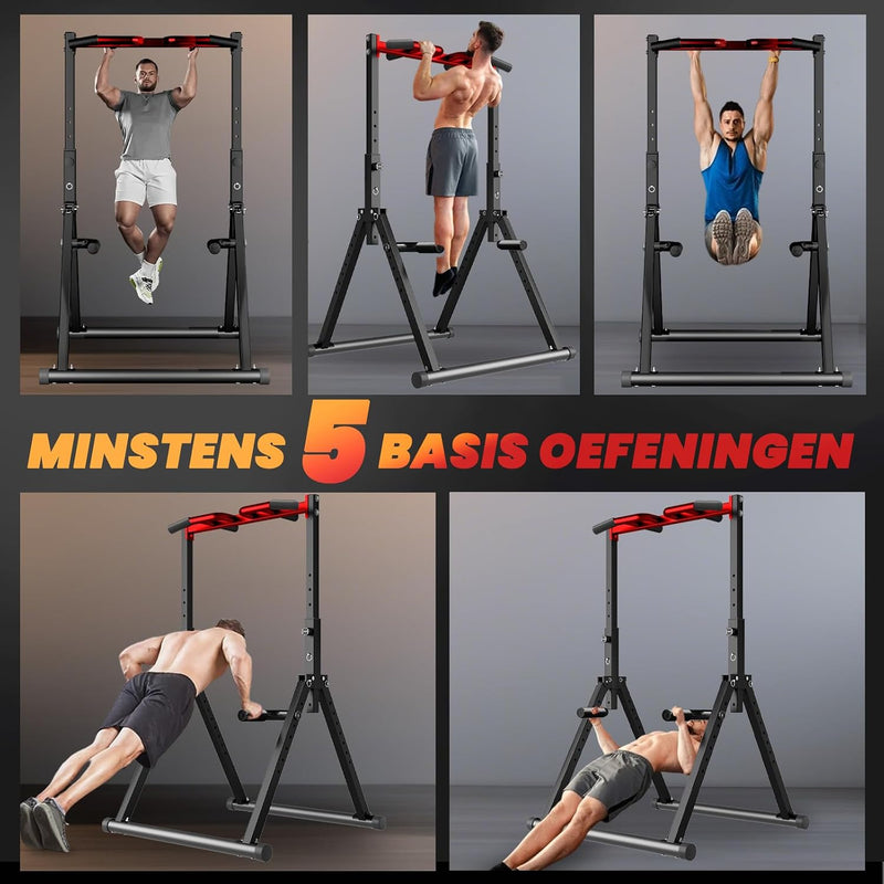 Laden Sie das Bild in Galerie -Viewer, Opvouwbare power tower met verstelbare optrekstang en dip station tot 200 kg – pull-up bar – krachtstation
