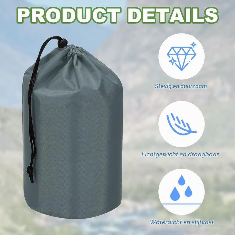 Załaduj obraz do przeglądarki galerii, Waterdichte opbergzakken 2 stuks 13 x 25 cm met trekkoord donkergrijs – stuff sacks – camping accessoires
