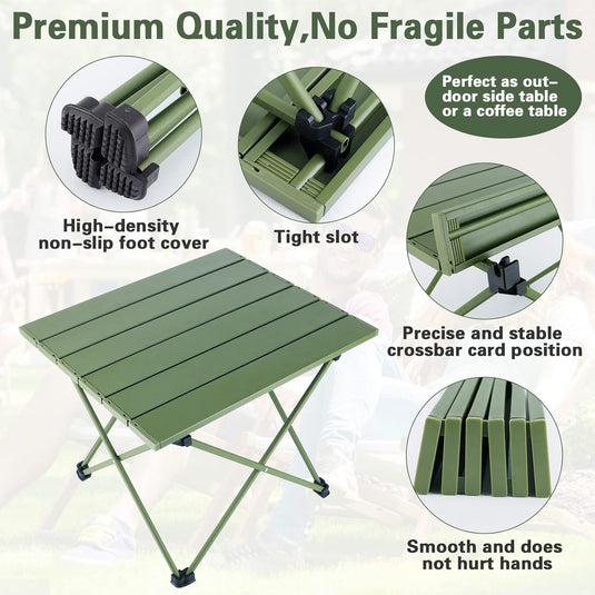 Frasheng Campingtafel, klaptafel, camping, draagbare campingtafel, inklapbaar met aluminium tafelblad, ultralicht, aluminium klaptafel met draagtas voor kamperen, wandelen, vissen, grillen