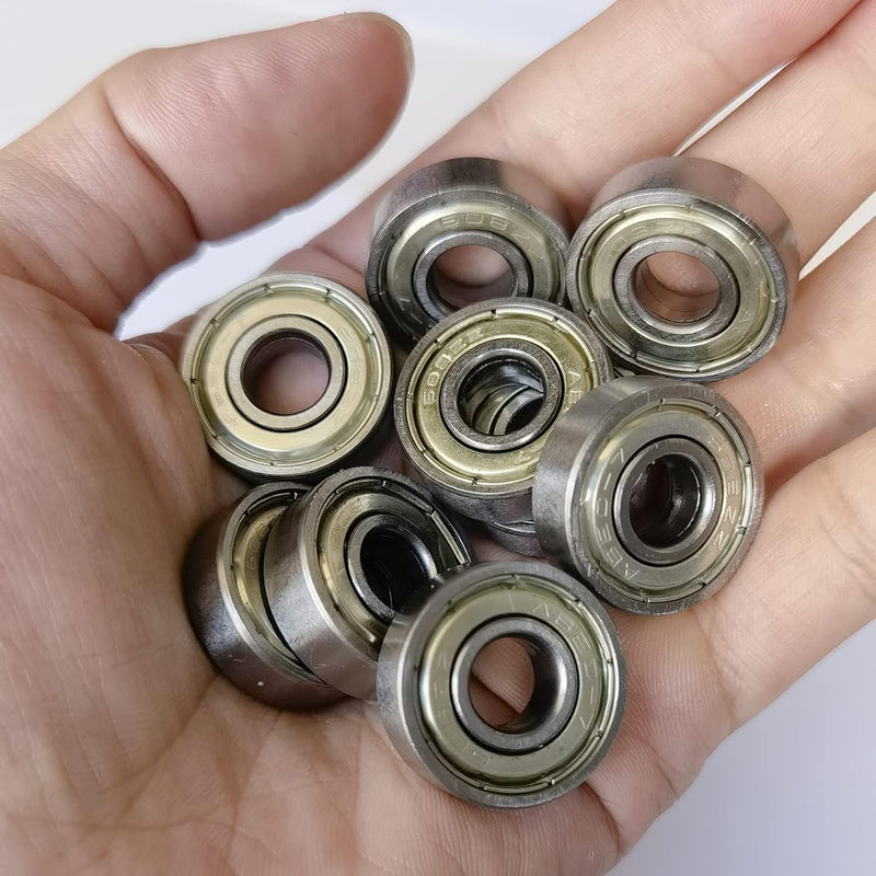 Load image into Gallery viewer, Tonmp 100 PCS 608-ZZ Ball Bearing - Double Metal Sealed Shielded Miniature Deep Groove Bearings for Furniture Wheel,Skateboards, Inline Skates, Scooters, Roller Blade Skates (8mm x 22mm x 7mm)
