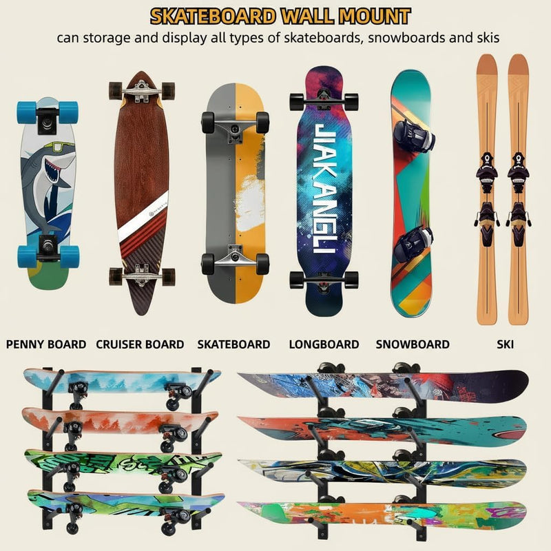 Laden Sie das Bild in Galerie -Viewer, Skateboard wandhouder horizontaal zwart
