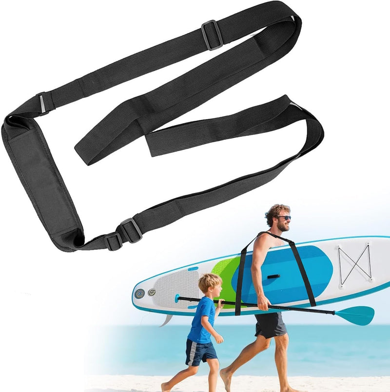 Chargez l'image dans la visionneuse de la galerie, Verstelbare draagriem voor surfplank SUP kajak en longboard – gevoerde schouderriem – zwart
