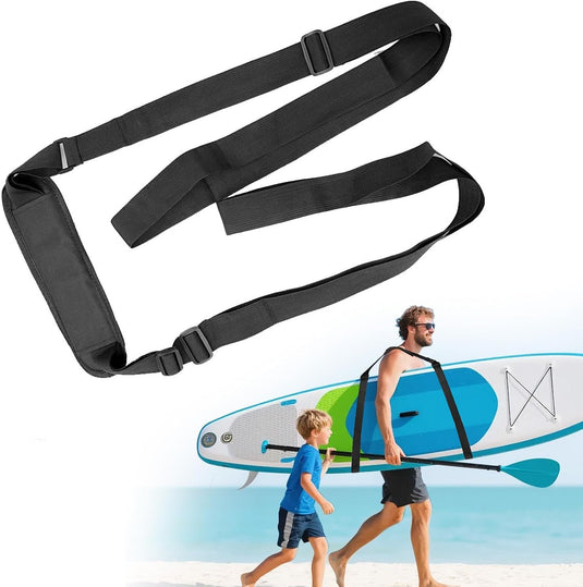 Verstelbare draagriem voor surfplank SUP kajak en longboard – gevoerde schouderriem – zwart