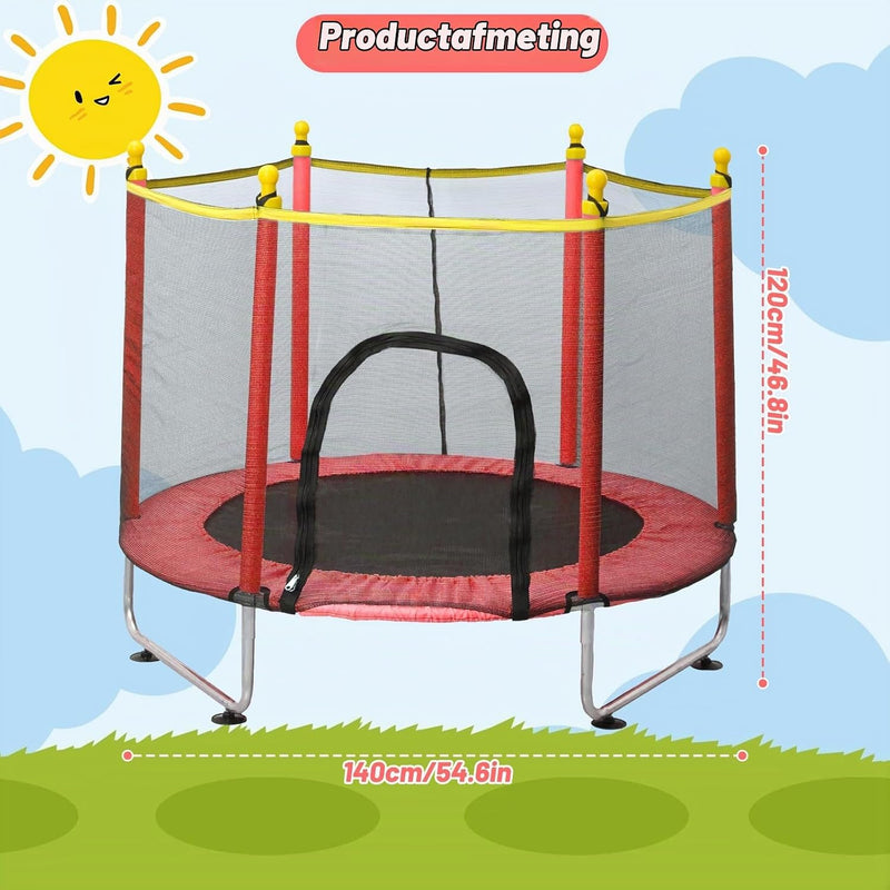 Załaduj obraz do przeglądarki galerii, Kindertrampoline 140 cm met veiligheidsnet en basketbalmand rood – trampoline – indoor outdoor
