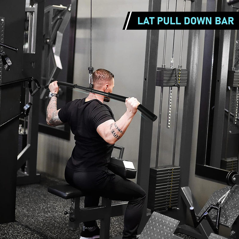Chargez l'image dans la visionneuse de la galerie, Lat pulldown bar 85 cm met draaischarnier en antislip handgrepen – kabelstang – fitness accessoire
