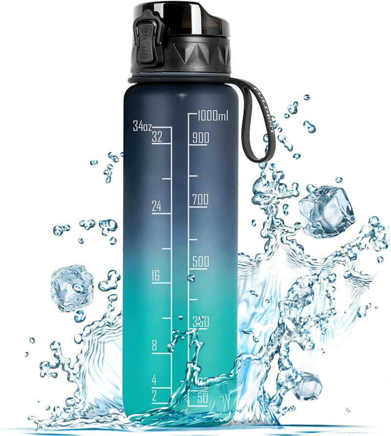 Laden Sie das Bild in Galerie -Viewer, Drinkfles 1 liter BPA-vrij met antislip grip en lekvrije sluiting – waterfles – sportfles
