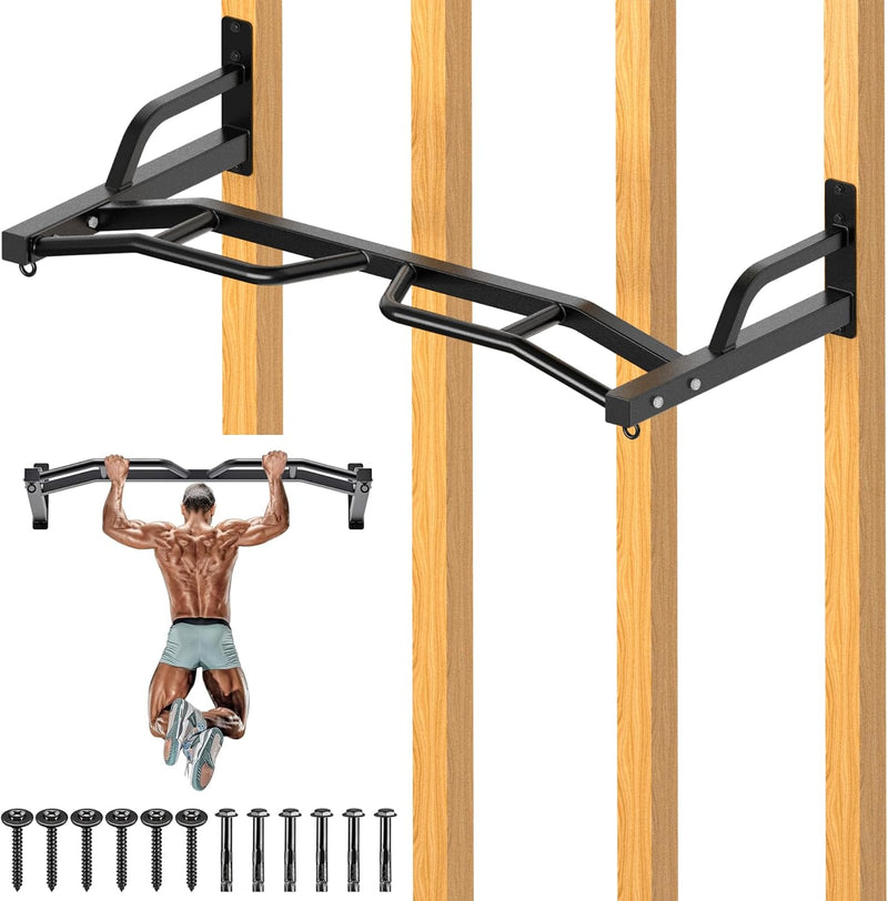 Laad afbeelding in Galerijviewer, Wandgemonteerde optrekstang 122 cm met 12 gripposities tot 227 kg – pull-up bar – krachttraining
