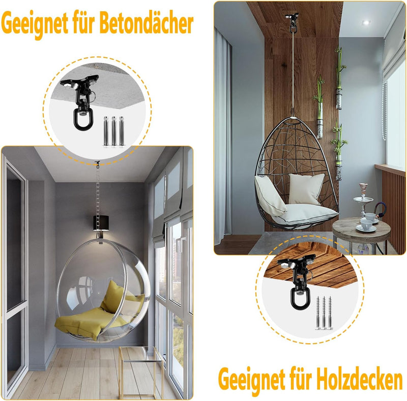 Laden Sie das Bild in Galerie -Viewer, Schommelhaken 2 stuks 360° draaibaar van roestvrij staal tot 400 kg – ophanghaken – schommel accessoires
