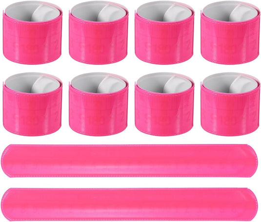 Reflecterende klikarmbanden 10 stuks 22 x 3 cm roze – veiligheidsbanden – hardloop fiets accessoires