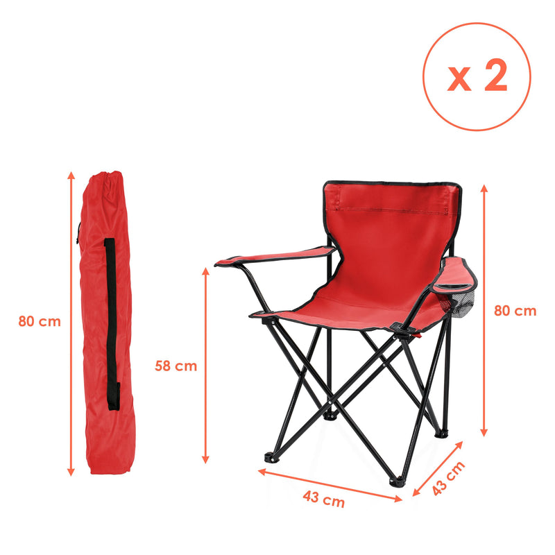 Laden Sie das Bild in Galerie -Viewer, Campingstoelen Opvouwbaar 2 Stuks met Bekerhouder tot 100 kg – Vouwstoel – Kampeerstoel
