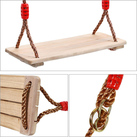 Trapezeschommel met houten stang en gymnastiekringen tot 120 kg – turnringen – schommel accessoires