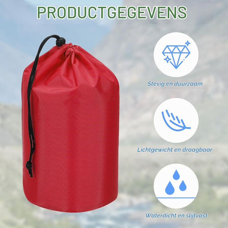 Załaduj obraz do przeglądarki galerii, Waterdichte opbergzakken 2 stuks 13 x 25 cm met trekkoord donkergrijs – stuff sacks – camping accessoires
