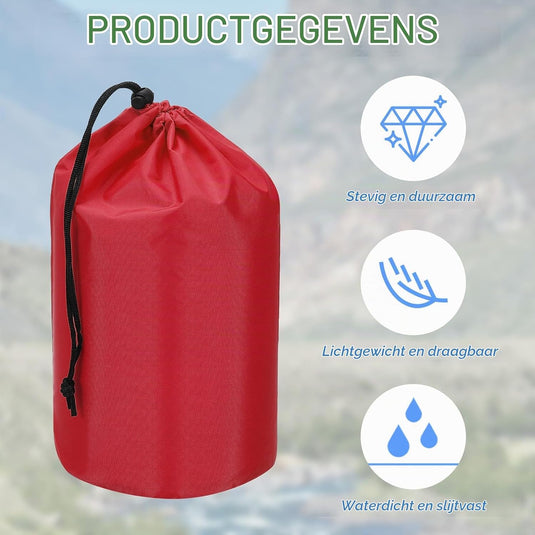 Waterdichte opbergzakken 2 stuks 13 x 25 cm met trekkoord donkergrijs – stuff sacks – camping accessoires