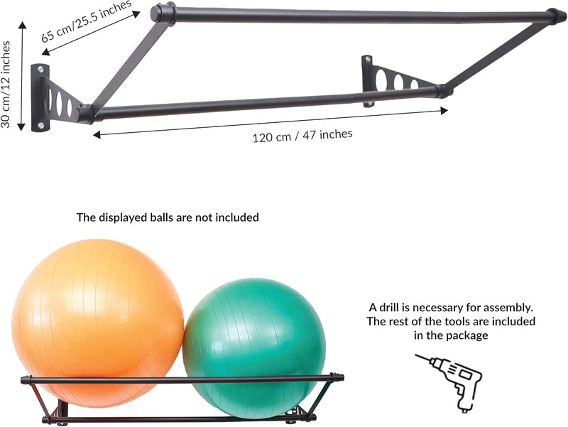 Laden Sie das Bild in Galerie -Viewer, Sportbal wandhouder voor fitnessballen mat zwart
