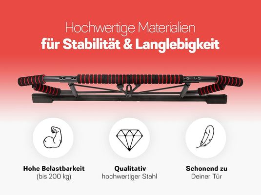 Zusammenklappbare Klimmzugstange für den Türrahmen mit Schlingentrainer bis 200 kg – Klimmzugstange – Krafttraining