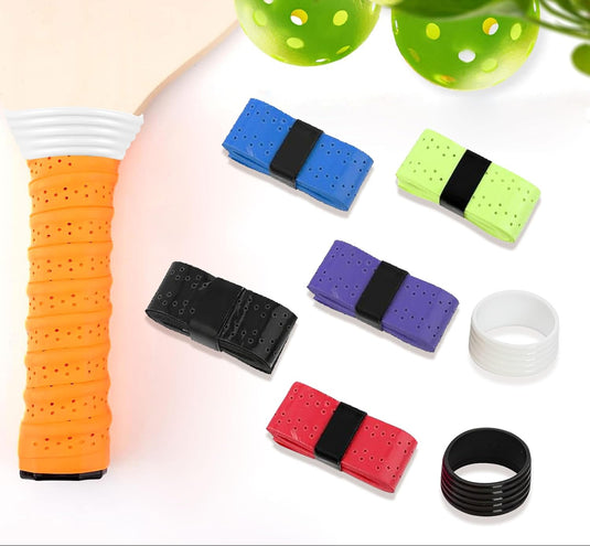 Tennis grip tape set 10 stuks met siliconen ringen