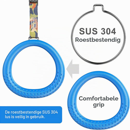 Trapeze ringen 2 stuks met karabijnhaken voor klimrek en schommel – monkey bars – speeltoestel accessoires