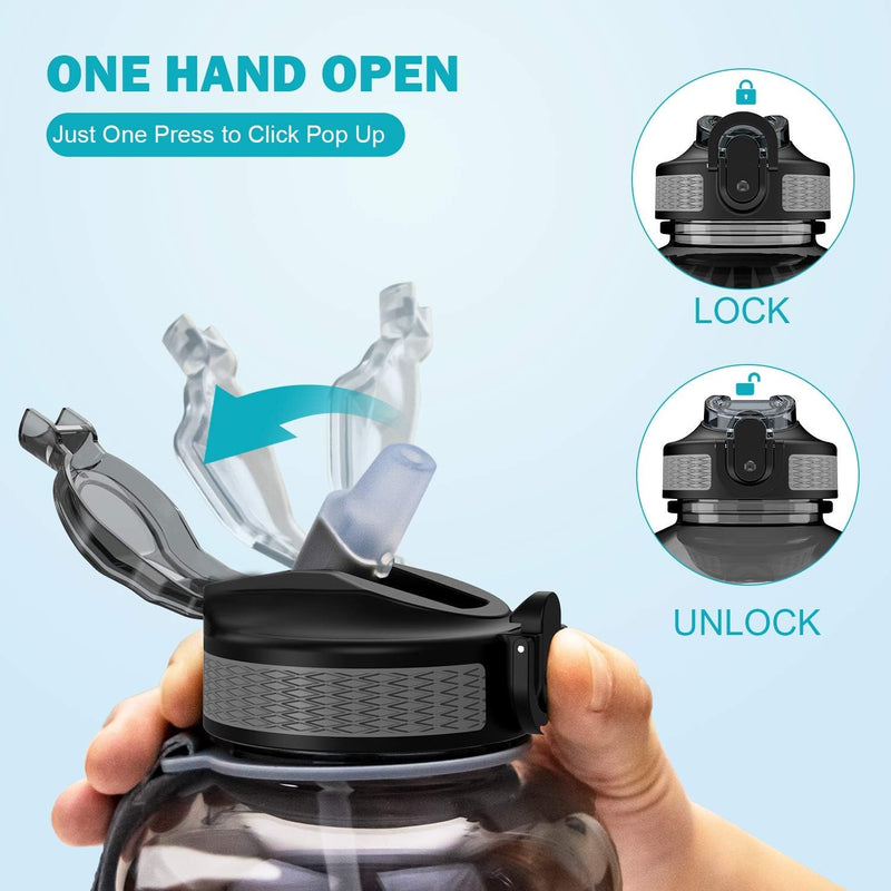 Laad afbeelding in Galerijviewer, MYFOREST Water Bottle 2200 ml Large Sports Bottle 2.2 Litre, 100% Dishwasher Safe Time Marker for Motivational Hydration, BPA Free, Anti-Fall, Flip Up Nozzle
