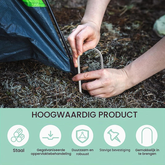 Ancoraggi da terra, 6 pezzi, 30 cm, in acciaio zincato con ganci a forma di U – picchetti da terra – ancoraggio per giardino