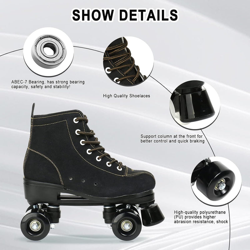 Load image into Gallery viewer, Rolschaatsen Dubbele rijschaatsen Verstelbare vierwielige rolschaatsen voor buiten, Schaatsen, maat 4.5/5.5/6.5/7/7.5/8/8.5/9.5/10.5 (zwart, 39=UK:6.5)

