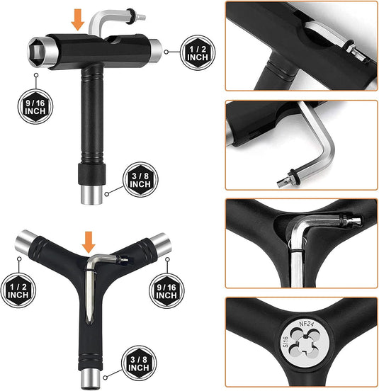 Skateboard gereedschap 15-delige set met T-tool Y-tool en inbussleutel – longboard skate accessoires
