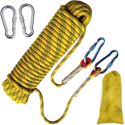Klimtouw 10 m 8 mm – statisch veiligheidstouw met karabijnhaken | outdoor, kamperen