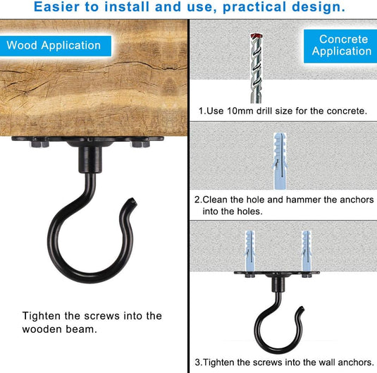 Metalen ophanghaken 4 stuks met decoratief bladmotief voor wand en plafond – plantenhangers – tuinophanging