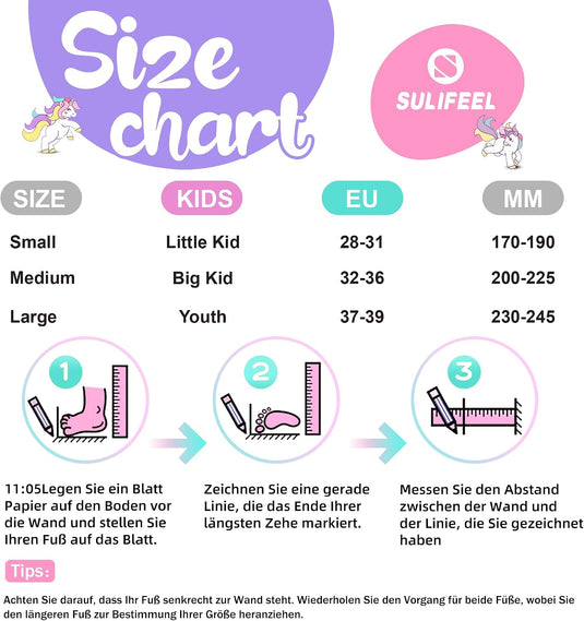 SULIFEEL Rainbow Unicorn Verstelbare zwarte rolschaatsen voor kinderen, met lichtgevende wielen, voor jongens