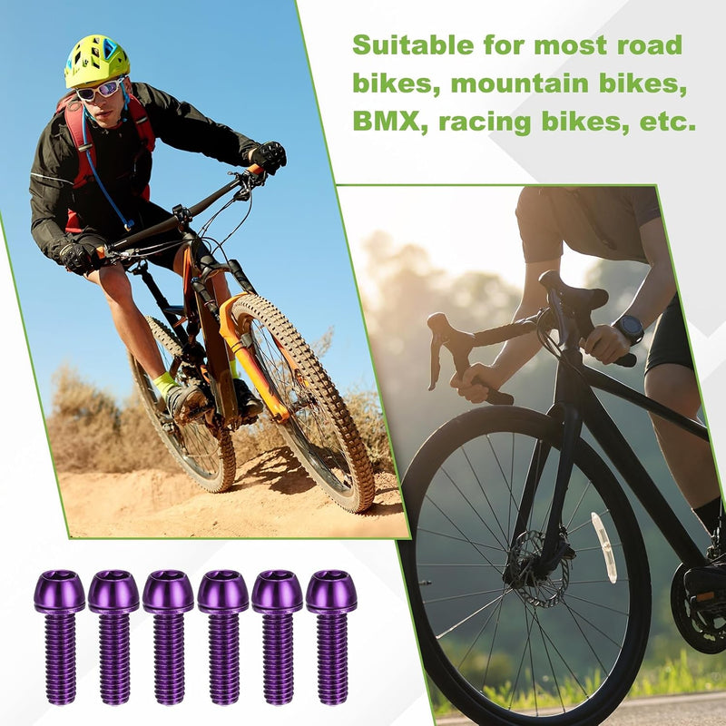 Laden Sie das Bild in Galerie -Viewer, Fietsstuurpen bouten 6 stuks M6 x 20 mm paars met ringen en inbussleutel – fietsbouten – BMX MTB accessoires
