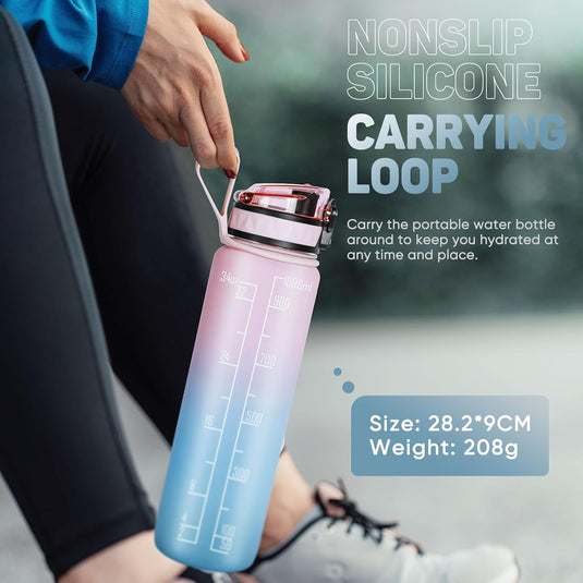 Drinkfles 1 liter BPA-vrij met antislip grip en lekvrije sluiting – waterfles – sportfles
