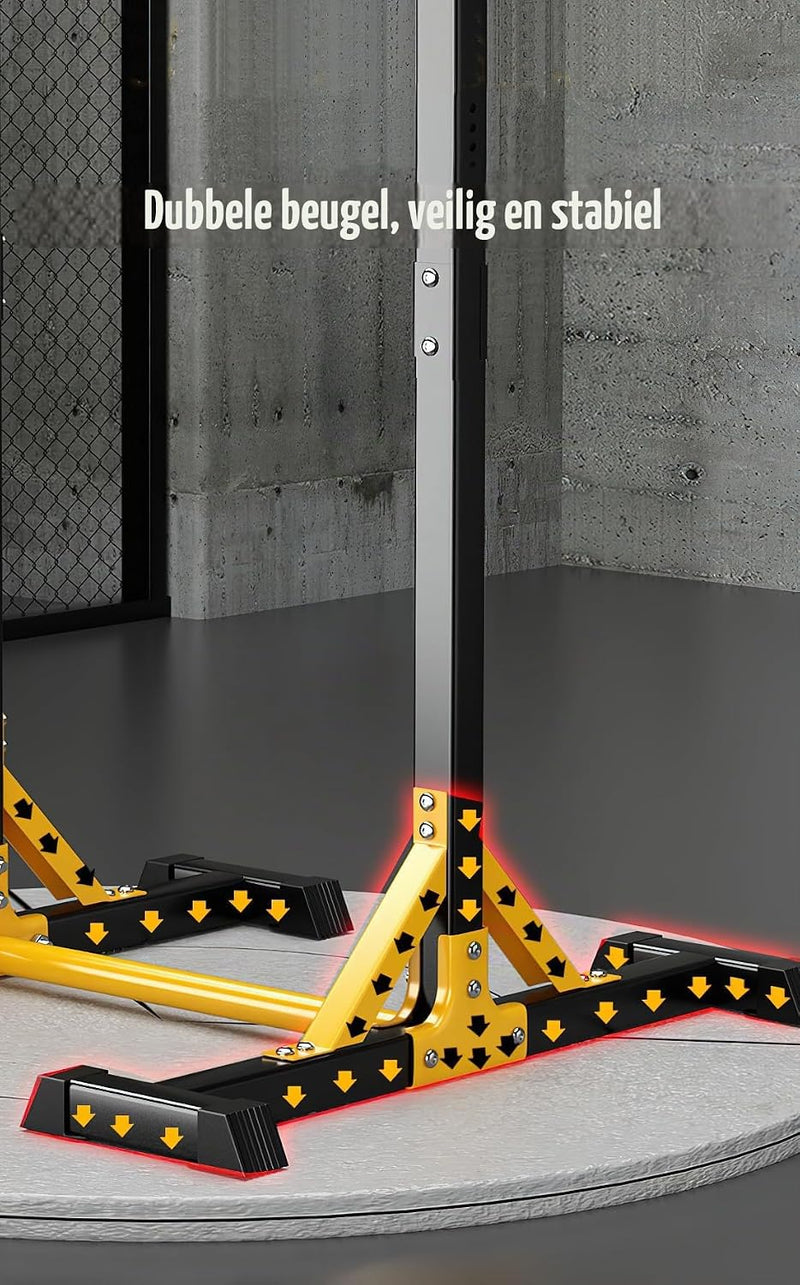Laden Sie das Bild in Galerie -Viewer, Freistehende Klimmzugstation, verstellbar 150-210 cm, bis 200 kg – Klimmzugstange – Kraftstation
