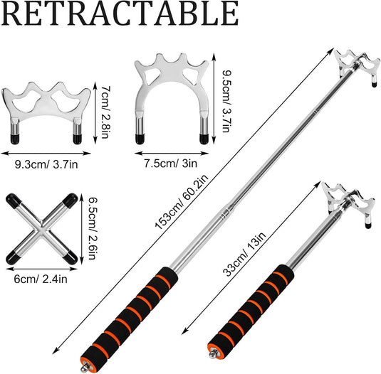 Billiard Cue Extendable Billiard Cue with 3 Pieces Detachable Brass Bridge Head Bridge Holder Billiard Accessories for Billiard Table, Snooker, Game, Match (Silver)