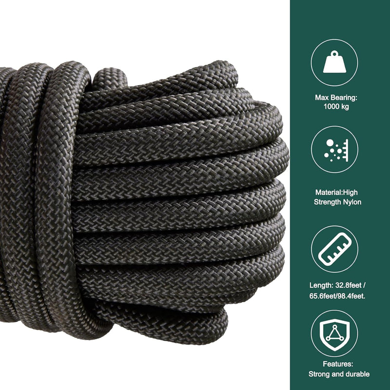 Chargez l'image dans la visionneuse de la galerie, Statisch outdoor touw 30 m x 10 mm – met 2 karabijnhaken voor camping en buitengebruik
