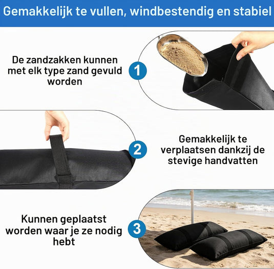 Verzwaringszakken 2 stuks 70 x 25 cm vulbaar tot 20 kg – zandzakken – outdoor gewichten