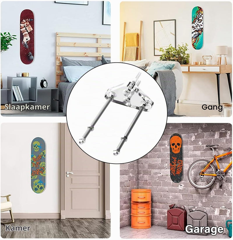 Laden Sie das Bild in Galerie -Viewer, Skateboard wandhouders 2 stuks van transparant acryl – longboard snowboard boardhouder – skate accessoires
