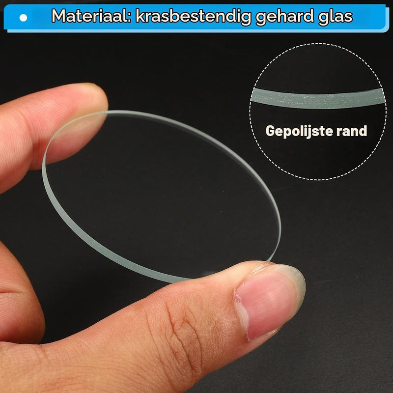Load image into Gallery viewer, Zaklamp glazen lenzen 50 x 2 mm 2 stuks transparant – gehard glas – LED zaklamp onderdelen
