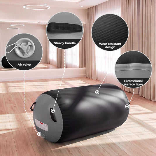 Opblaasbare turnmat 3 m met air roller – 10 cm dik – gymnastiekmat met elektrische pomp voor tumbling en cheerleading