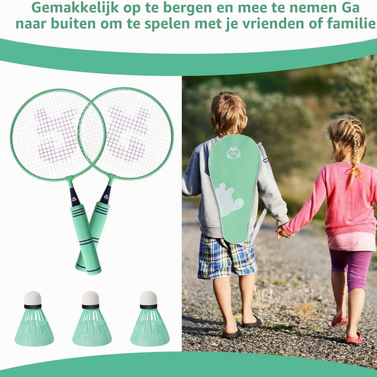 Set de badminton pour enfants avec 2 raquettes de 44 cm, comprenant 4 volants et une balle en mousse - jeu de badminton - sport pour enfants
