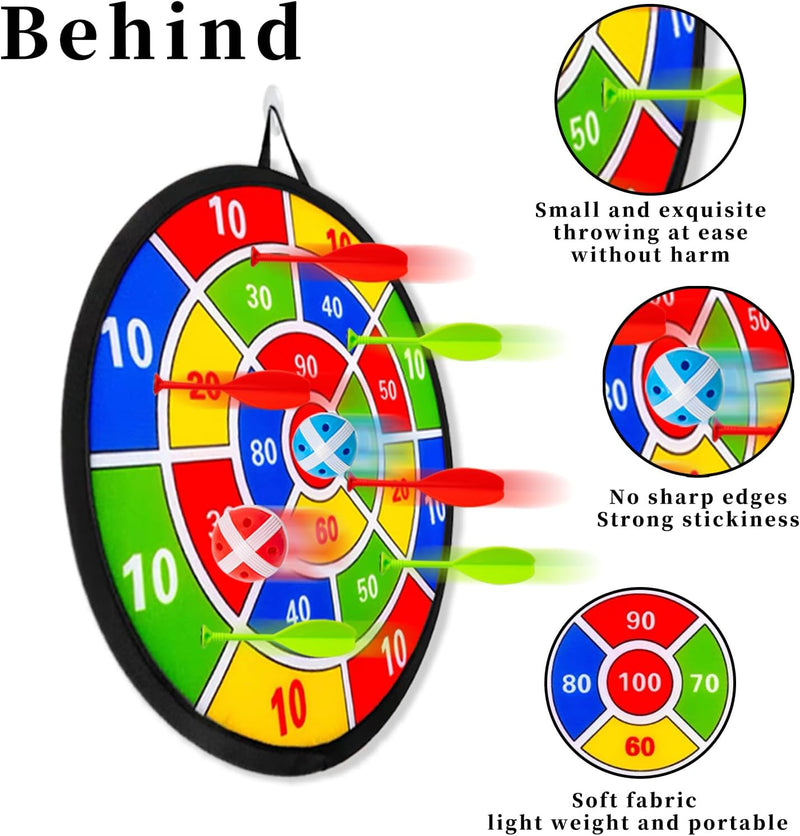 Laad afbeelding in Galerijviewer, Dubbelzijdig kinderdartbord met basketbalring inclusief 8 klittenballen en mini basketbal – mikspel – basketbalspel
