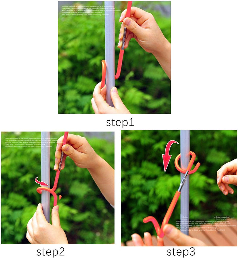 Load image into Gallery viewer, Buachois 3-delige buiten campingtent haak hanger multifunctionele camping lantaarn houder S-vormige lantaarnhaak hanger tweerichtings universele haak voor buiten camping vissen reizen avontuur (rood)
