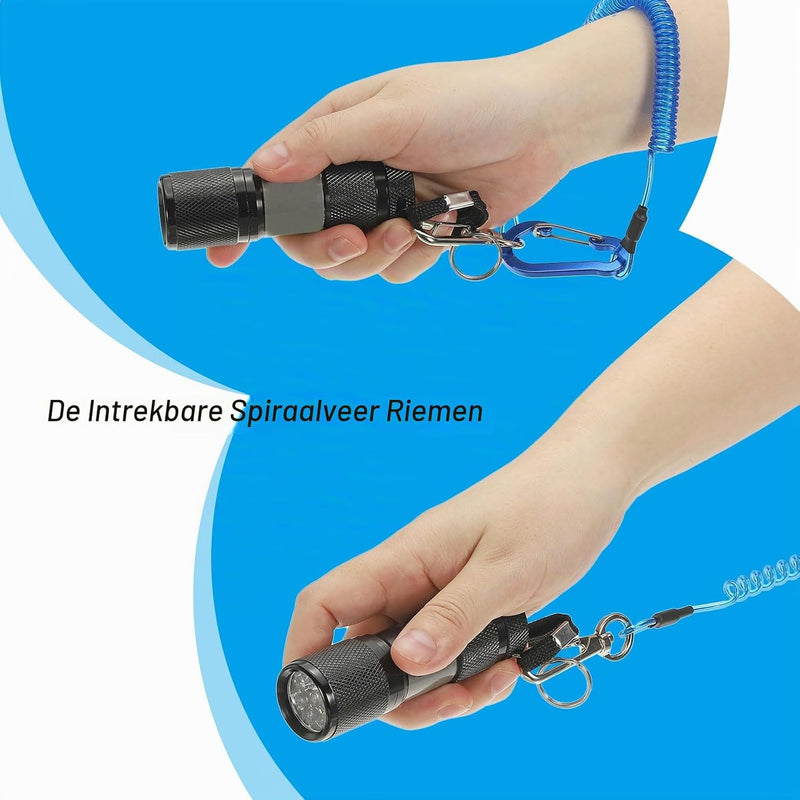 Laden Sie das Bild in Galerie -Viewer, Spiraalkoorden 3 stuks uitschuifbaar tot 150 cm met clip groen – veiligheidslijnen – outdoor accessoires
