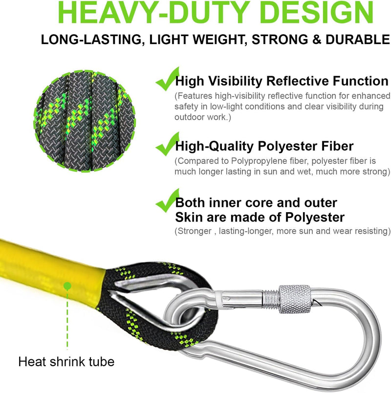 Laad afbeelding in Galerijviewer, Statisch Touw 10 m x 8 mm met 2 Karabijnhaken – Nylon Outdoor Touw voor Camping, Survival, Vissen en Wandelen
