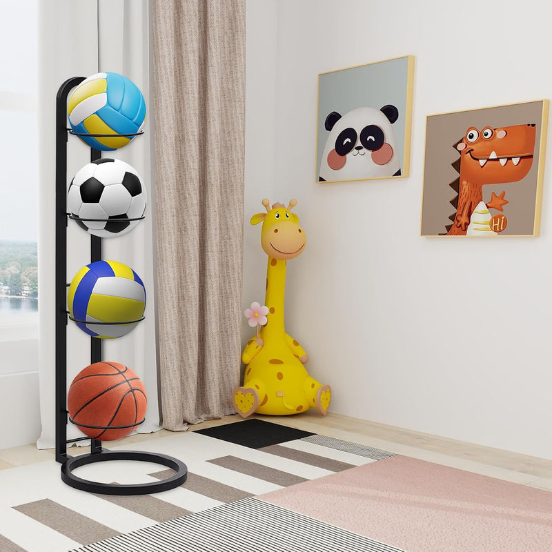 Laad afbeelding in Galerijviewer, Basketbal opbergrek, balopslag garage, verwijderbare kubus voetbalstandaard, koolstofstalen basketbalstandaard, organisator verticale balrek displaystandaard, voor basketbal, voetbal, volleybal (4
