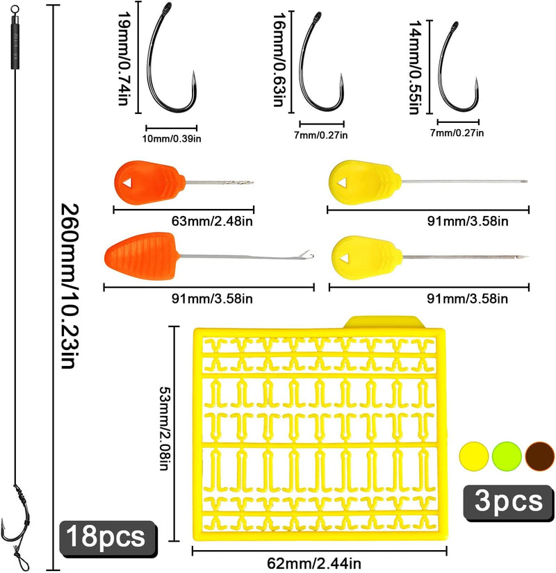 Load image into Gallery viewer, Karpervissen Haken Karpervissen Hair Rigs Boilie Rig Carp Leader Handgemaakte Karper Rigs 18 Stuks Gevlochten Lijn Vishaken met Boilie Stoppers (6#8#10#)
